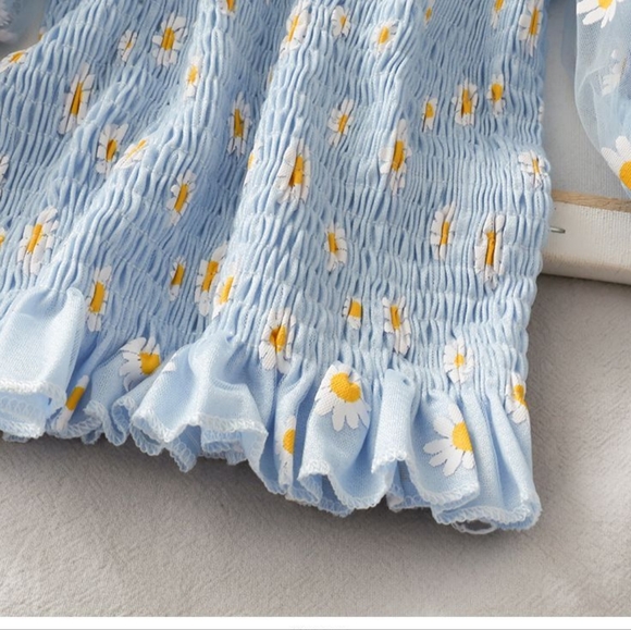 Off Shoulder Ruffle Top - BLUE - Picture 3 of 4